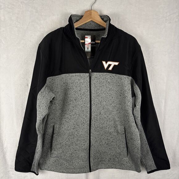 Virginia Tech Hokies Full Zip Black Gray Fleece Jacket Size XL Captivating  NWT - Picture 1 of 7